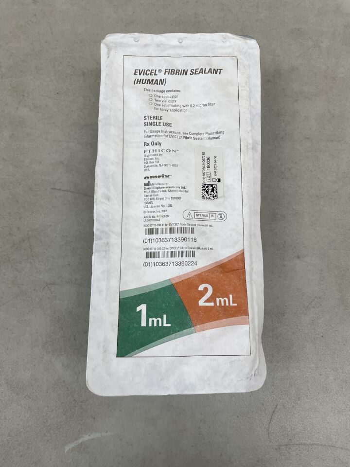 3901/3902 - ETHICON - OMRIX Fibrin Sealant (Human) Evicel 1mL/2mL, (EA) - ( Expiry Date: 2022-04-30 )