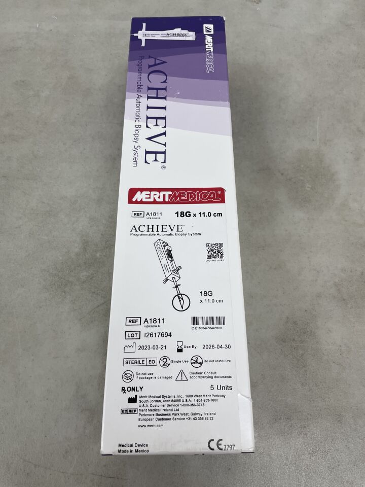 A1811 - MERIT MEDICAL - Achieve Programmable Automatic Biopsy System, 18G X 11cm, (BX/5) - ( Expiry Date: 2026-04-30 )