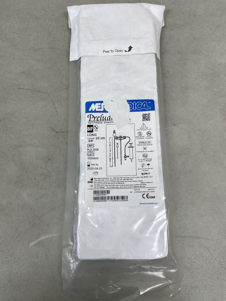 PLS-2508 - MERIT MEDICAL - Prelude Snap Splittable Sheath Introducer w/0.038" Guidewire 8F x 25cm w/Sideport, (EA) - ( Expiry Date: 2025-08-23 )