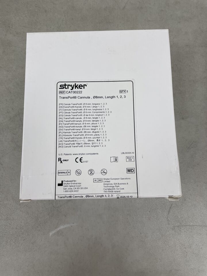 CAT00222 - STRYKER - TransPort Cannula 8mm, Length 1,2,3, (BX/1) - ( Expiry Date: 2025-10-12 )