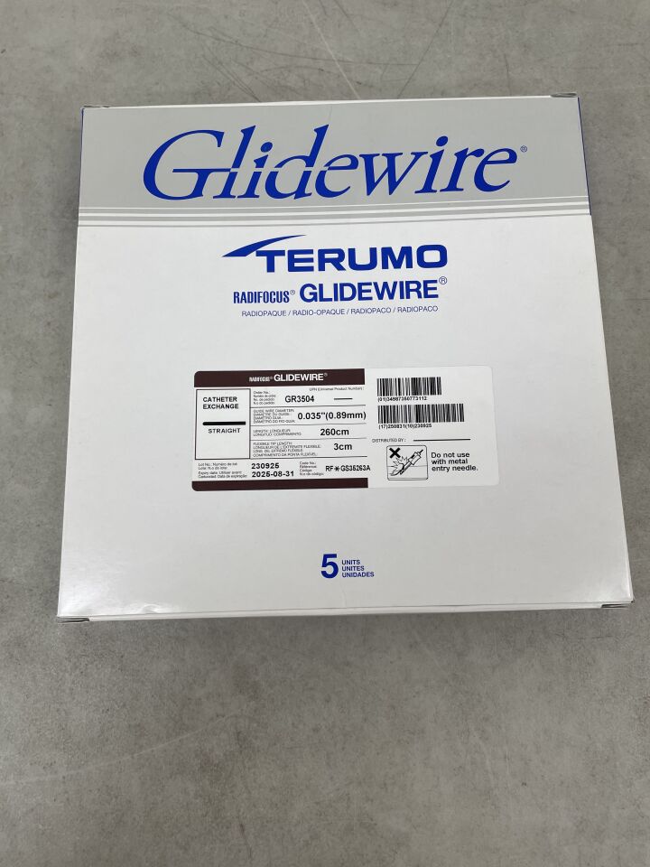 GR3504 - TERUMO - Radifocus Glidewire - Straight - .035" x 260cm x 3cm, (BX/5) - ( Expiry Date: 2025-08-31 )