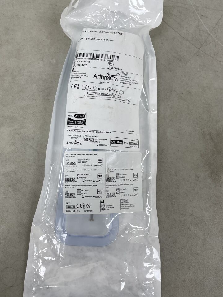 AR-7324PSL - ARTHREX - PEEK SwiveLock Tenodesis Suture Anchor, 4.75mm x 14mm, (EA) - ( Expiry Date: 2029-09-30 )