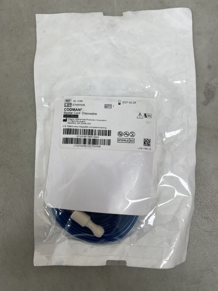 30-1538 - CODMAN - Bipolar Cord, 12ft, (EA) - ( Expiry Date: 2027-02-28 )