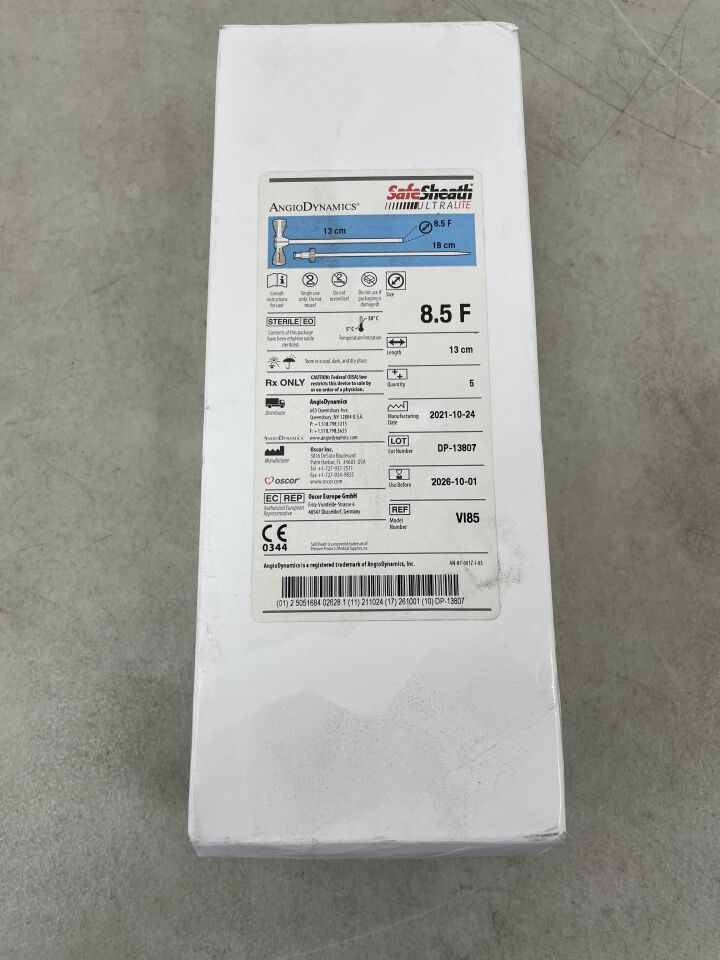 VI85 - OSCOR - SafeSheath UltraLite Tear-away Hemostatic Valved Sheath System 8.5F x 13cm, (BX/5) - ( Expiry Date: 2026-10-01 )