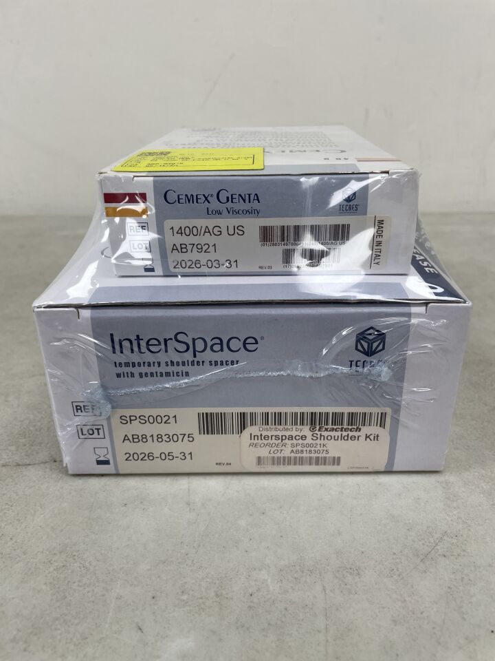 SPS0021K - TECRES - Exactech InterSpace Temporary Shoulder Spacer w/Gentamicin & Cemex Bone Cement, 46mm, (BX/1) - ( Expiry Date: 2026-05-31 )