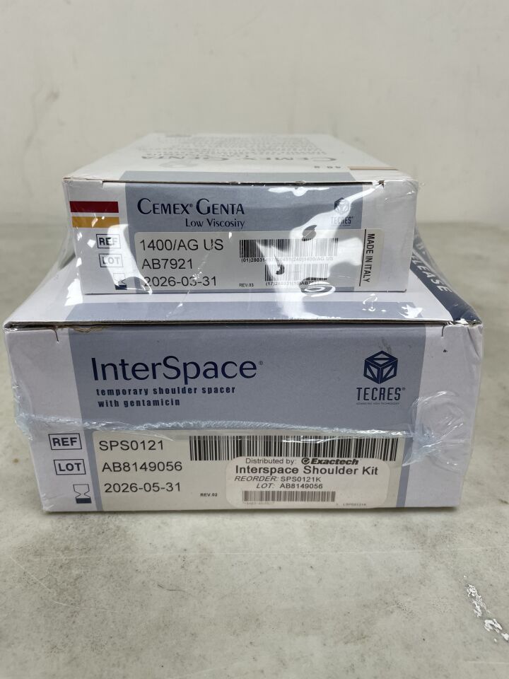 SPS0121K - TECRES - Exactech InterSpace Temporary Shoulder Spacer w/Gentamicin & Cemex Bone Cement, 41mm, (EA) - ( Expiry Date: 2026-05-31 )
