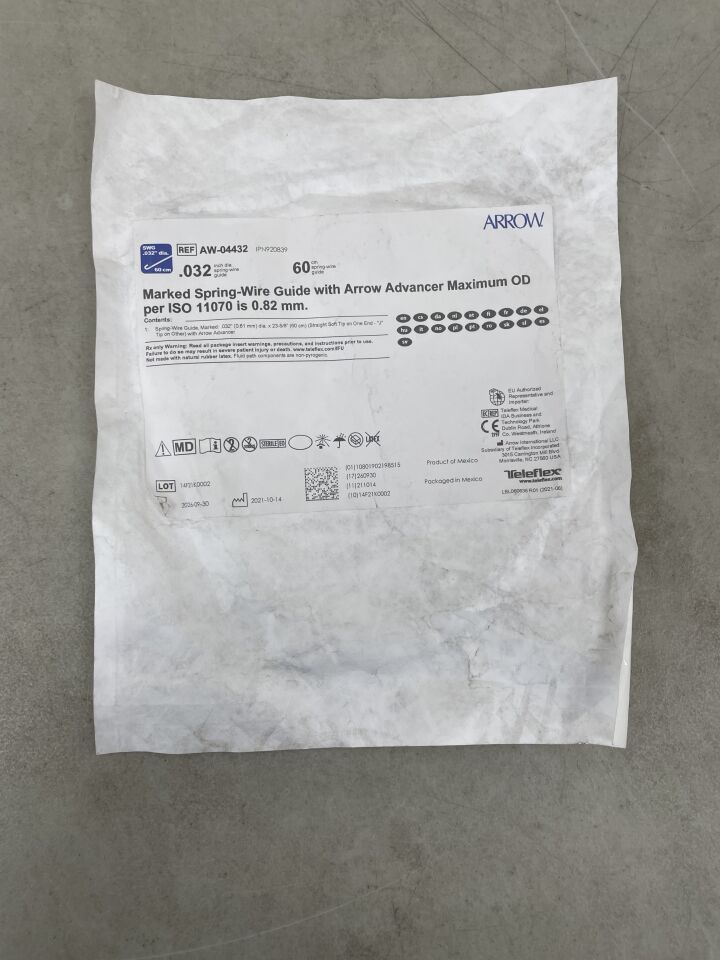 AW-04432 - TELEFLEX - Marked Spring Wire Guide 0.032" x 60cm, (EA) - ( Expiry Date: 2026-09-30 )