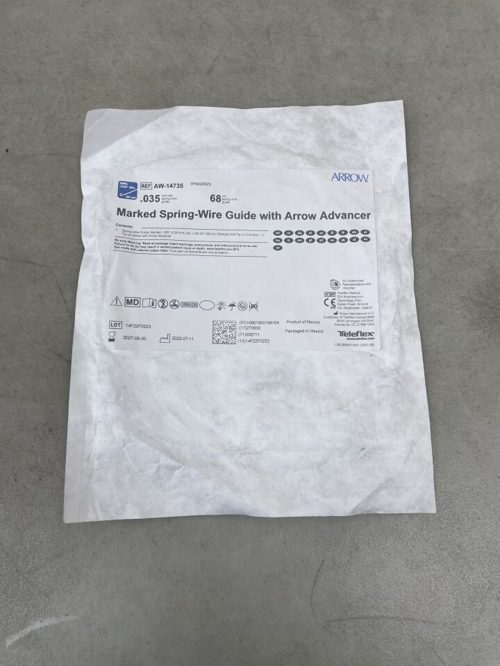 AW-14735 - TELEFLEX - Arrow Marked Spring Wire Guide 0.035" x 68cm, (EA) - ( Expiry Date: 2027-06-30 )