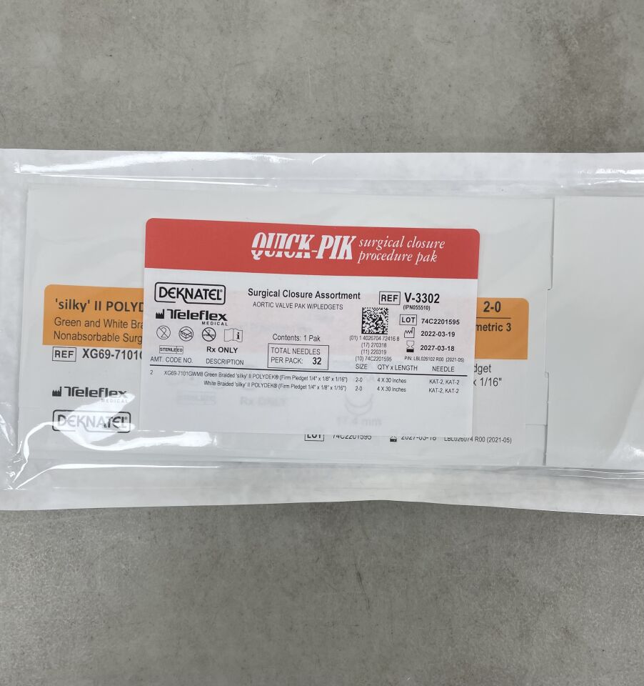 V-3302 - TELEFLEX - Surgical Closure Assortment, Aortic Valve Pack with Pledgets, (EA) - ( Expiry Date: 2027-03-18 )
