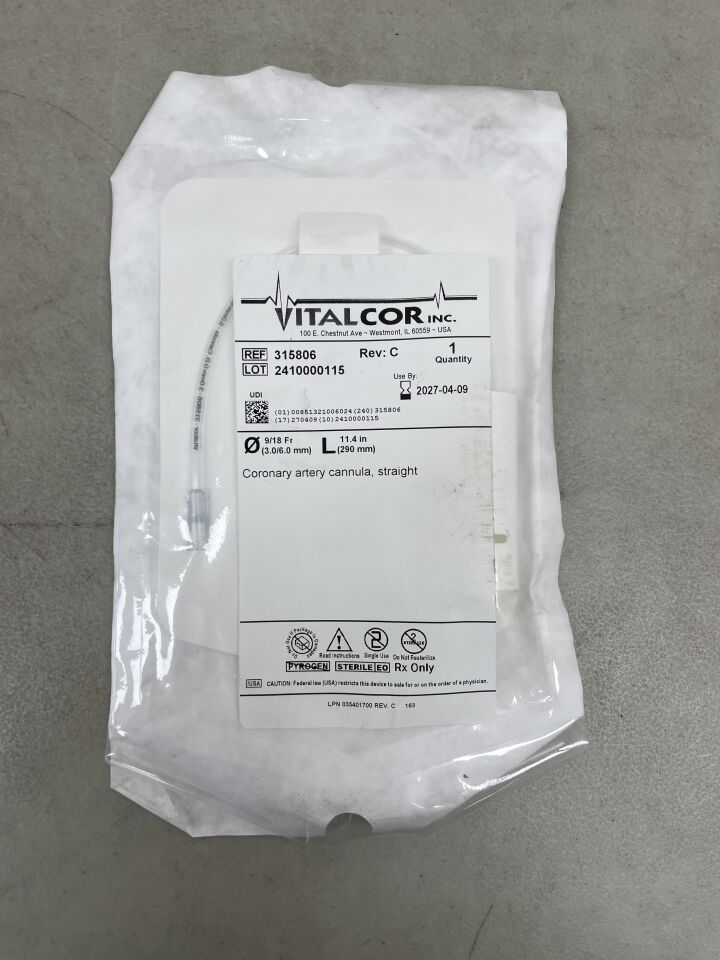 315806 - VITALCOR - 3.0mm Coronary Artery Perfusion Cannula with 6mm Self-Inflating Balloon, Straigh, (EA) - ( Expiry Date: 2027-04-09 )