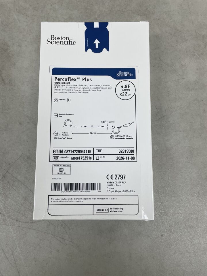 175251 - BOSTON SCIENTIFIC - Percuflex Plus Ureteral Stent - 4.8Fr x 22cm, (BX/1) - ( Expiry Date: 2026-11-08 )