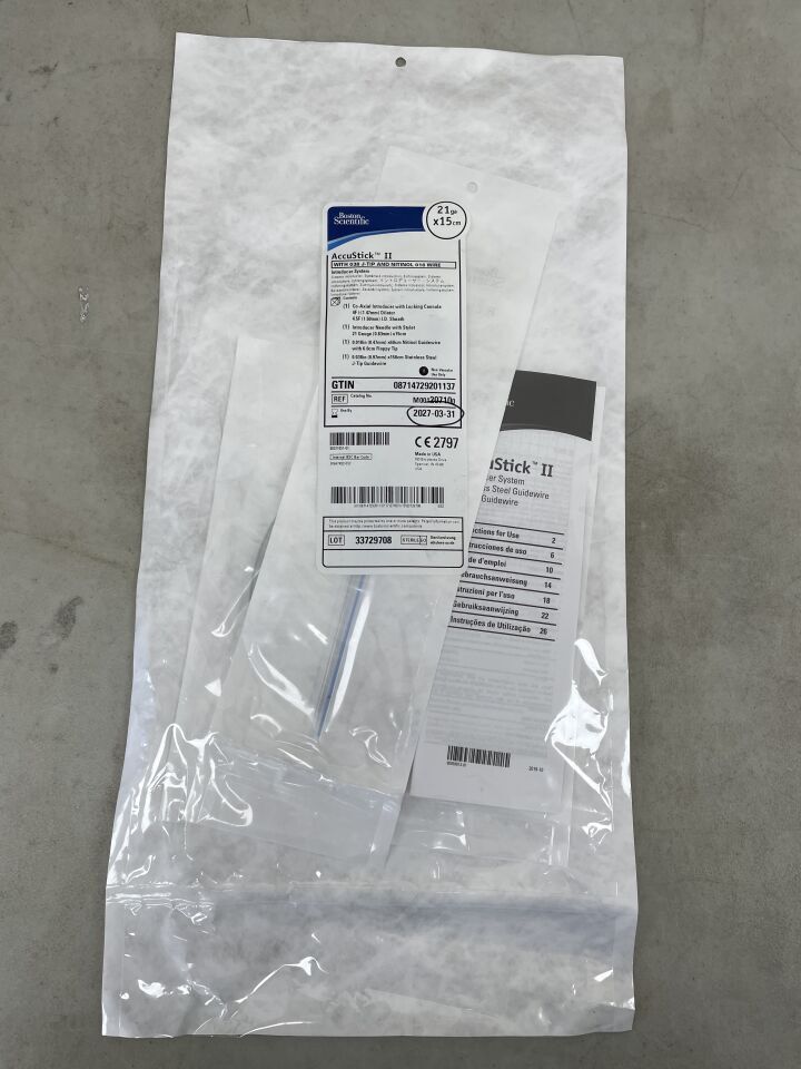 20710 - BOSTON SCIENTIFIC - AccuStick II Introducer System - .038" J-Tip & Nitinol .018" Wire - 21Ga x 15cm, (EA) - ( Expiry Date: 2027-03-31 )