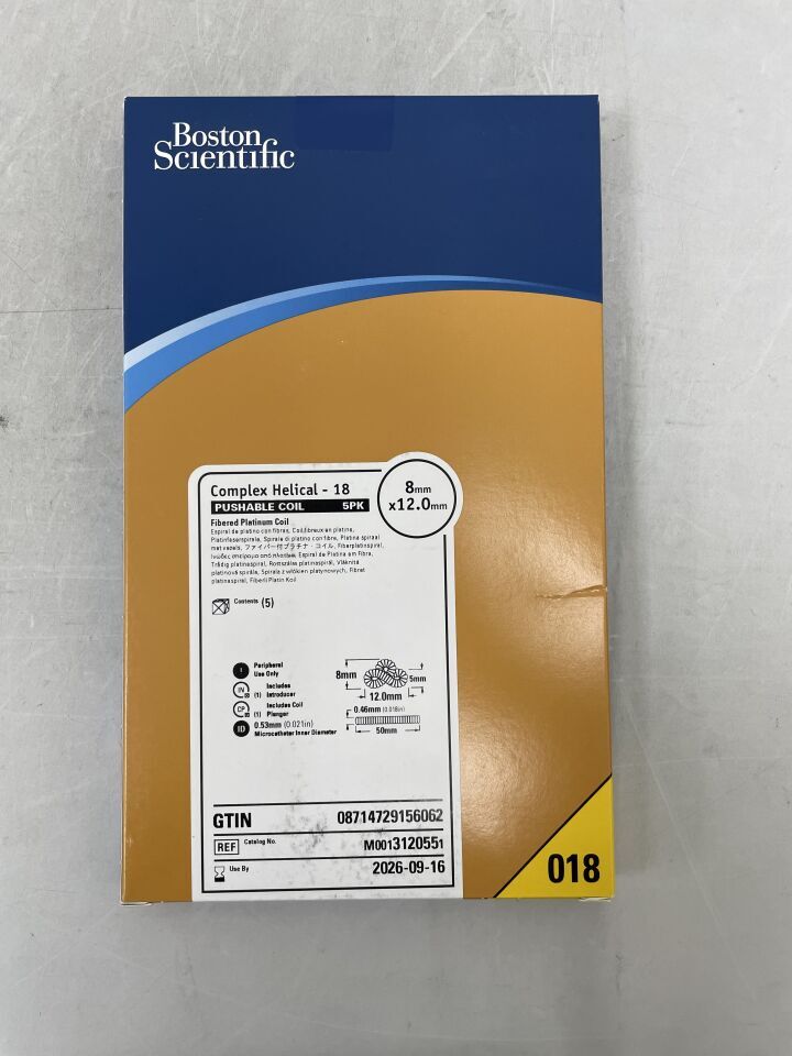 312055 - BOSTON SCIENTIFIC - Complex Helical-18 Pushable Fibered Platinum Coil - 8mm x 12.0mm, (BX/5) - ( Expiry Date: 2026-09-16 )