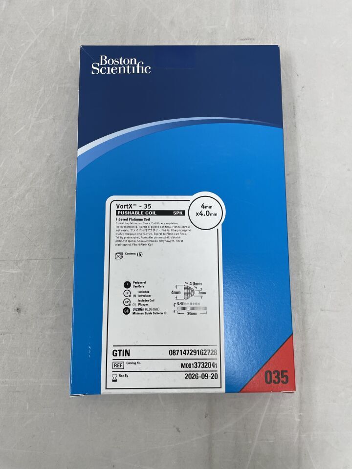 373204 - BOSTON SCIENTIFIC - VortX-35 Pushable Fibered Platinum Coil - 4mm x 4.0mm, (BX/5) - ( Expiry Date: 2026-09-20 )