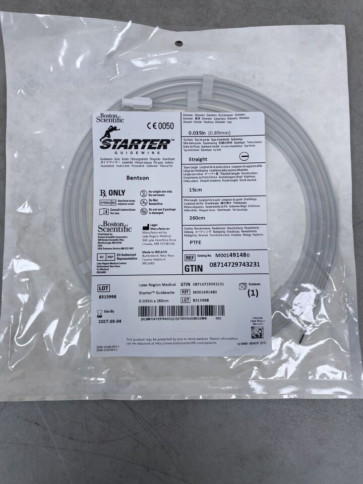 49148 - BOSTON SCIENTIFIC - Starter Guidewire - Bentson Straight - .035" x 260cm, (EA) - ( Expiry Date: 2027-03-04 )