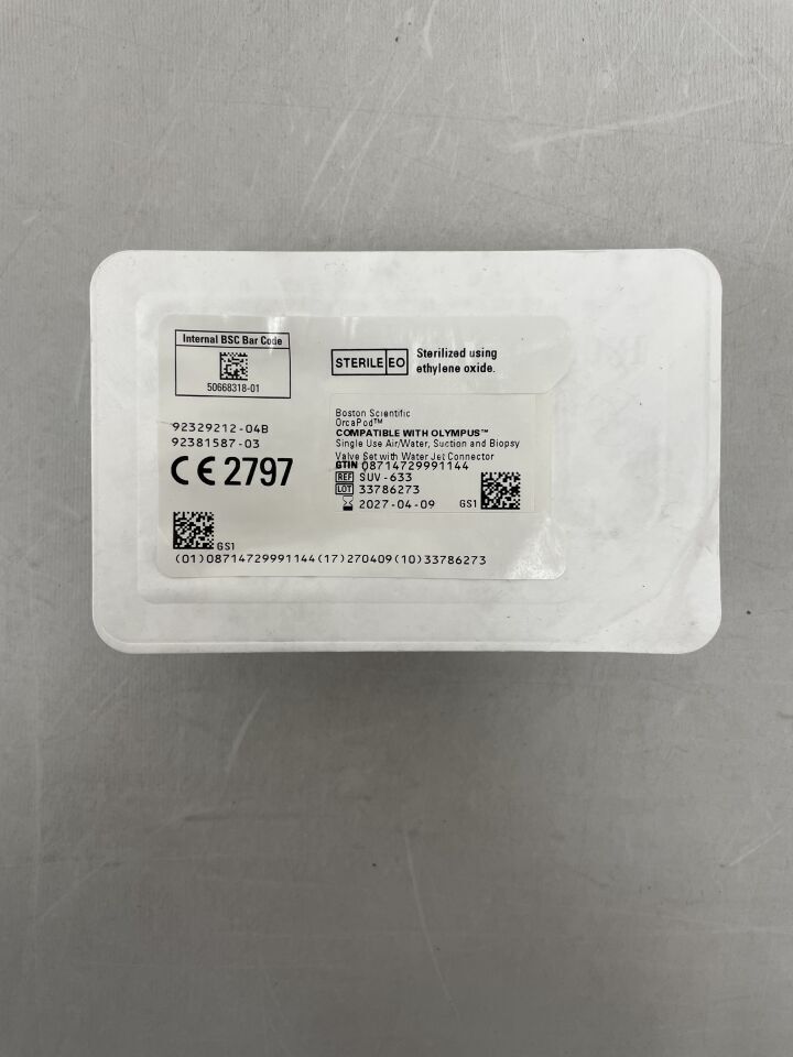 SUV-633 - BOSTON SCIENTIFIC - OrcaPod, Air/Water, Suction and Biopsy Valve Set with Water Jet Connector, (EA) - ( Expiry Date: 2027-04-09 )