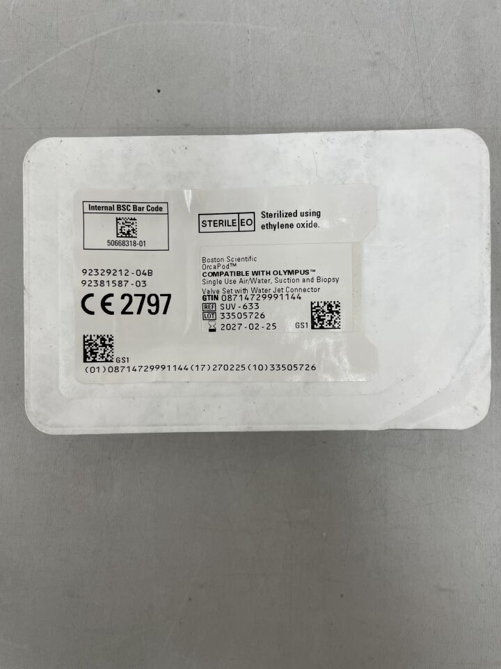 SUV-633 - BOSTON SCIENTIFIC - OrcaPod, Air/Water, Suction and Biopsy Valve Set with Water Jet Connector, (EA) - ( Expiry Date: 2027-02-25 )