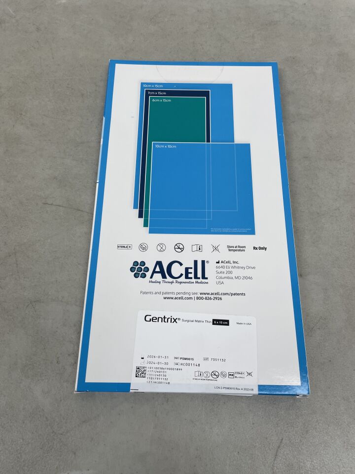 PSM0615 - ACELL - Gentrix Surgical Matrix Thin 6cm x 15cm, (BX/1)