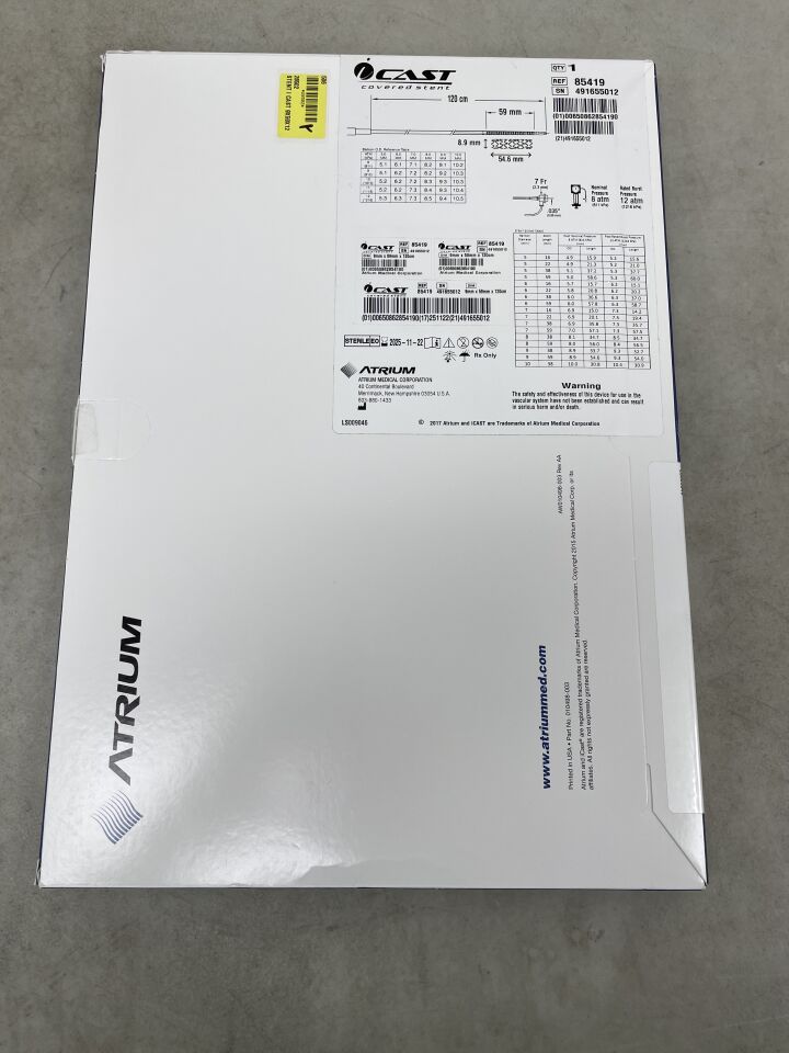 85419 - ATRIUM - iCAST Balloon Expandable PTFE Covered Stent - 9mm x 59mm x 120cm, (BX/1) - ( Expiry Date: 2025-11-22 )