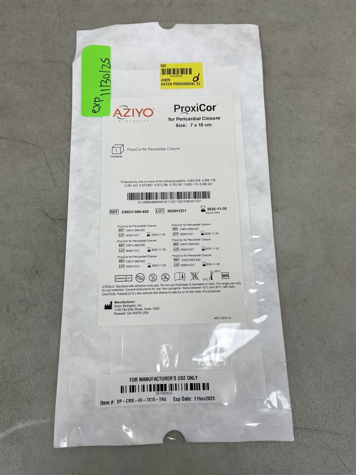 CMCV-060-402 - AZIYO BIOLOGICS - ProxiCor for Pericardial Closure 7 x 15cm, (EA) - ( Expiry Date: 2025-11-30 )