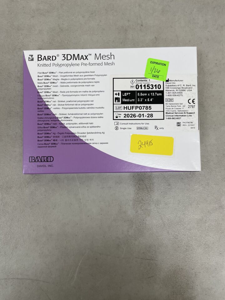 115310 - BARD - 3DMax Mesh: Medium, Left 3.3" x 5.4", (BX/1) - ( Expiry Date: 2026-01-28 )