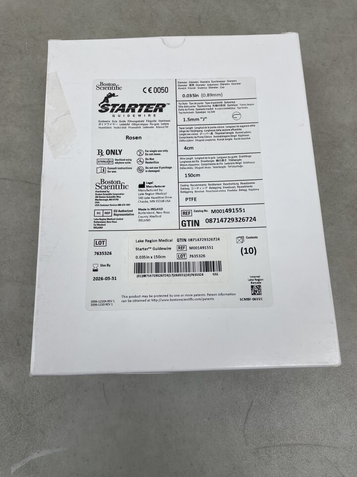 49155 - BOSTON SCIENTIFIC - Starter Guidewire, Rosen 0.035in x 150cm, (BX/10) - ( Expiry Date: 2026-03-31 )