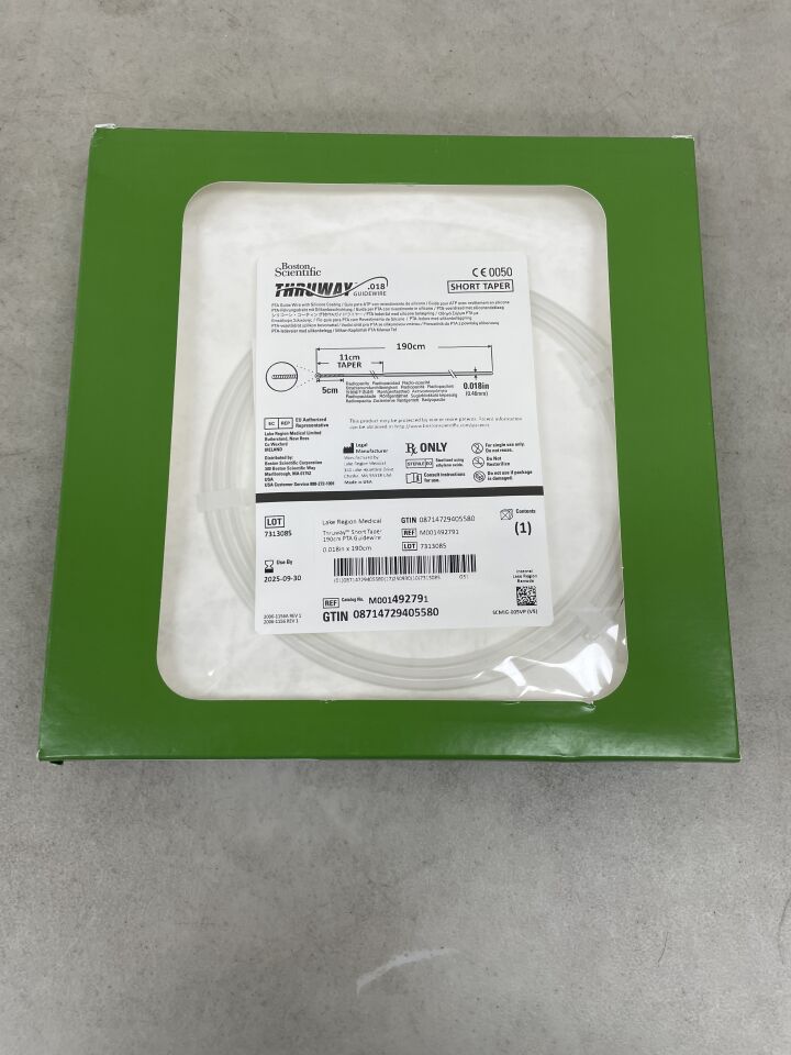49279 - BOSTON SCIENTIFIC - Thruway PTA Guidewire with Silicone Coating - Short Taper - Straight - .018" x 190cm, (BX/1) - ( Expiry Date: 2025-09-30 )