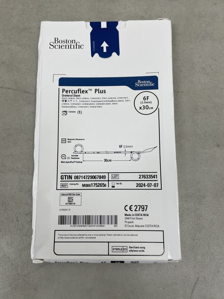 175265 - BOSTON SCIENTIFIC - Percuflex Plus Ureteral Stent - 6Fr x 30cm, (BX/1) - ( Expiry Date: 2024-07-07 )