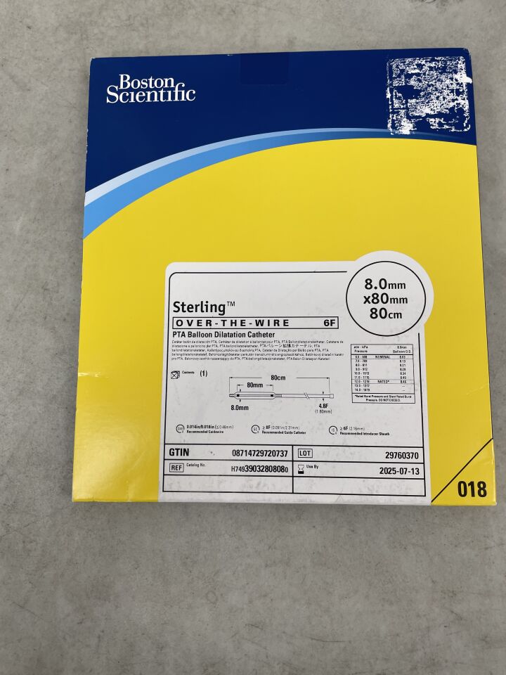 3903280808 - BOSTON SCIENTIFIC - Sterling OTW PTA Balloon Dilatation Catheter - 8.0mm x 80mm x 80cm, (BX/1) - ( Expiry Date: 2025-07-13 )