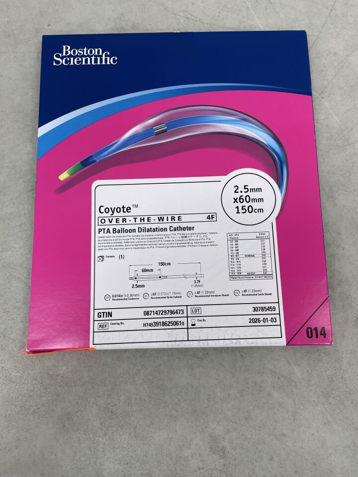 3918625061 - BOSTON SCIENTIFIC - Coyote OTW PTA Balloon Dilatation Catheter - 2.5mm x 60mm x 150cm, (BX/1) - ( Expiry Date: 2026-01-03 )