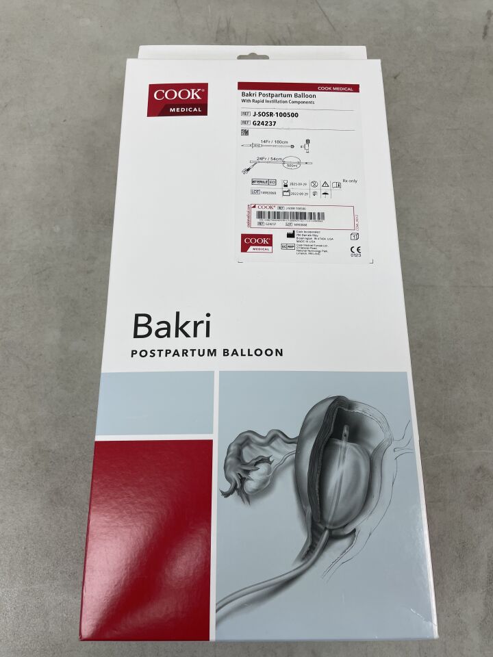G24237 - COOK - Bakri Postpartum Balloon With Rapid Instillation Components, 24 Fr Catheter Size, 54 cm Length, 500 mL Balloon Volume, (BX/1) - ( Expiry Date: 2025-09-29 )