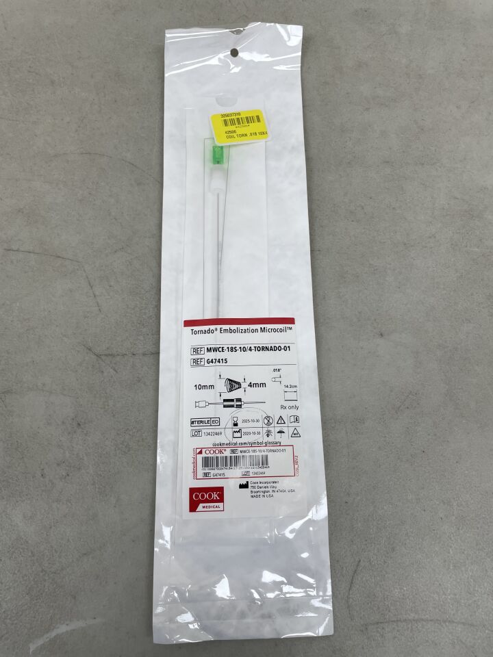 G47415 - COOK - Tornado Embolization Coil: 0.018", 14.2cm, 10-4mm, (EA) - ( Expiry Date: 2025-10-30 )