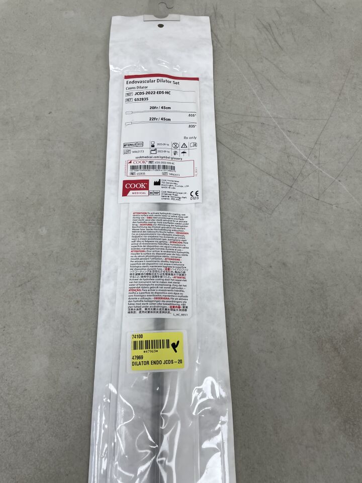 G52835 - COOK - Endovascular Dilator Set, Coons Taper 20,22F x 45cm, (EA) - ( Expiry Date: 2025-09-16 )