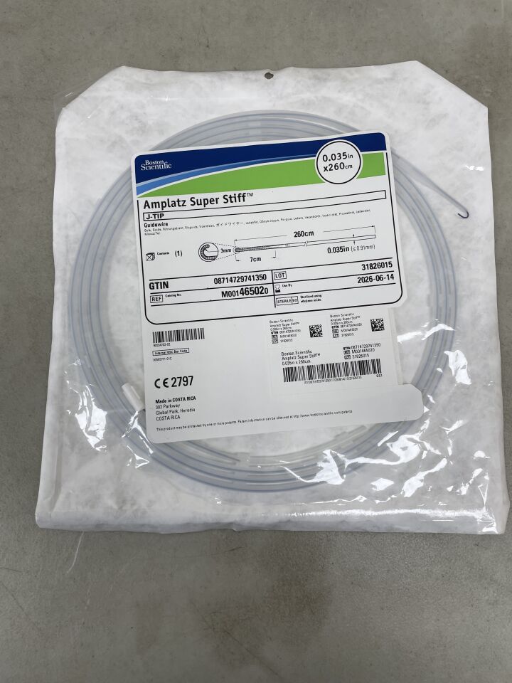 46502 - BOSTON SCIENTIFIC - Amplatz Super Stiff Guidewire - J-Tip 3mm - .035" x 260cm, (EA) - ( Expiry Date: 2026-06-14 )