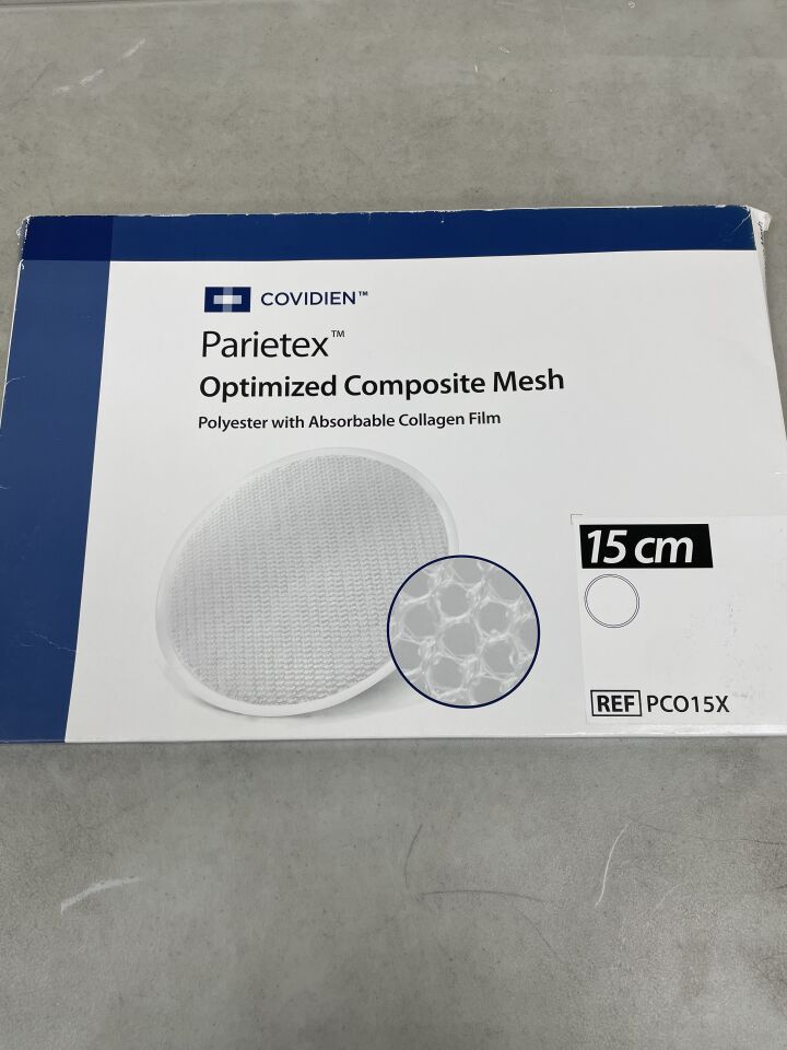 PCO15X - COVIDIEN - Parietex Optimized Composite Mesh Polyester with Absorbable Collagen Film, 15cm dia, (BX/1) - ( Expiry Date: 2025-12-31 )