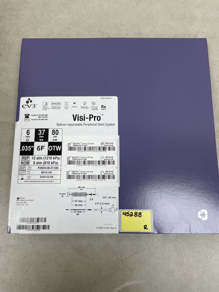 PXB35-06-37-080 - COVIDIEN - Visi-Pro Balloon-Expandable Peripheral Stent System - OTW - 6mm x 37mm x 80cm, (BX/1) - ( Expiry Date: 2026-02-08 )