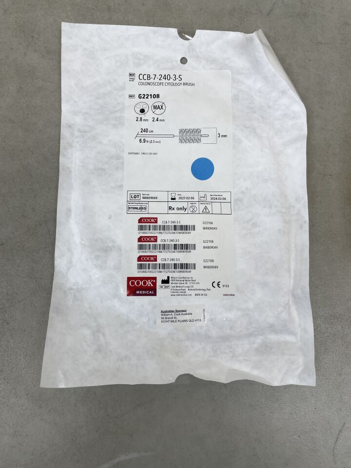 G22108 - COOK - Cytology Brush 7F x 240cm x 3mm, for Colonoscope, (EA) - ( Expiry Date: 2027-02-06 )