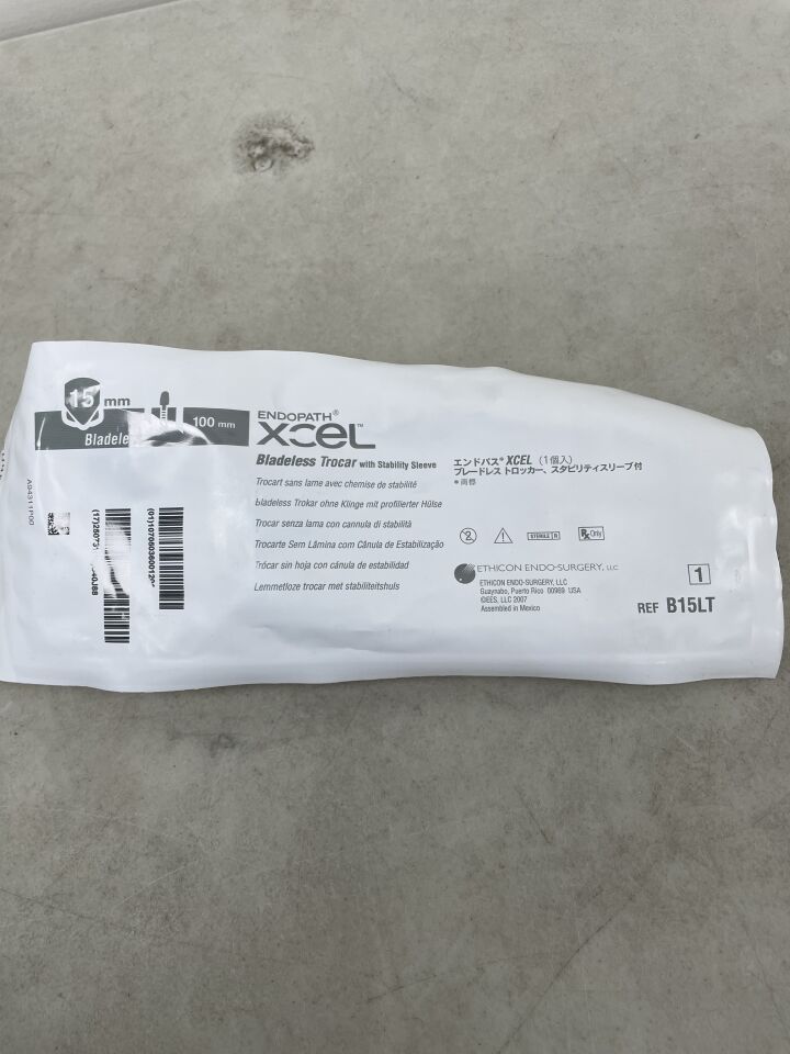 B15LT - ETHICON - Endopath Xcel Stability Sleeve Bladeless Trocar, 15 dia. x 100 mm L Shaft, (EA) - ( Expiry Date: 2025-07-31 )