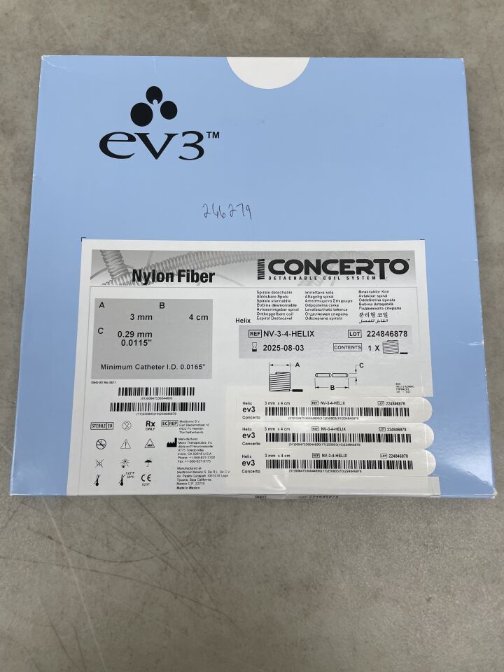 NV-3-4-HELIX - EV3 - CONCERTO Detachable Coil System - Nylon Fiber - Helix - 3mm x 4cm, (BX/1) - ( Expiry Date: 2026-01-17 )
