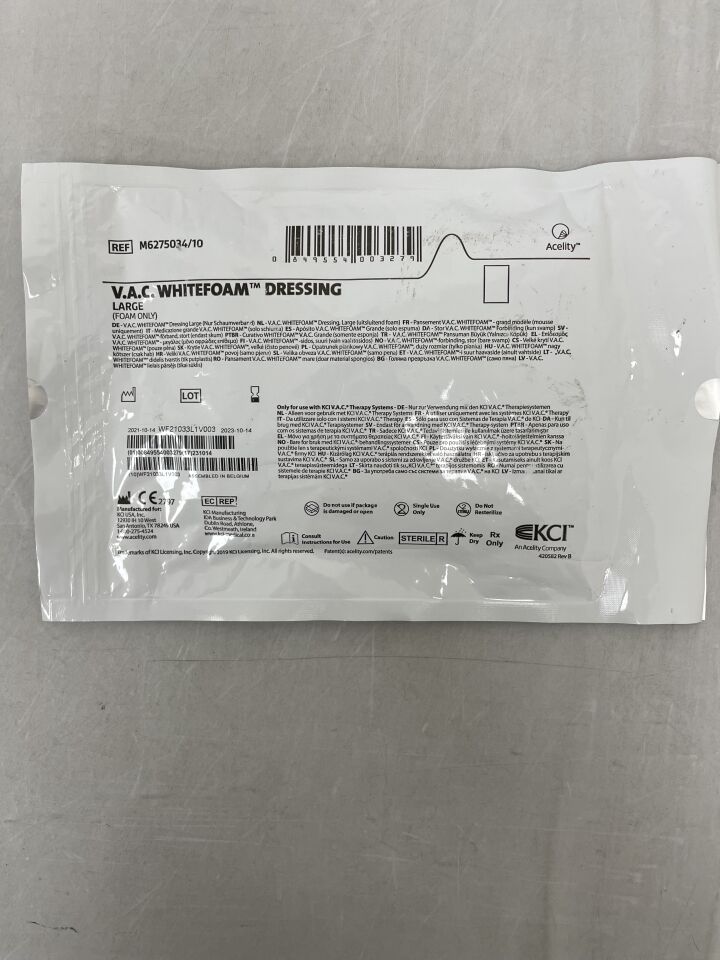 M6275034 - KCI - V.A.C. WhiteFoam Large Dressing: 10cm x 15cm, (EA) - ( Expiry Date: 2025-11-03 )