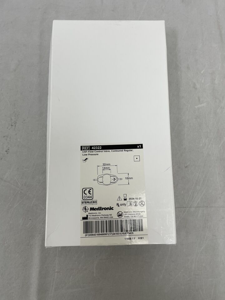 42322 - MEDTRONIC - Non-Adjustable CSF-Flow Control Valve, Contoured Regular, Low Pressure, (BX/1) - ( Expiry Date: 2026-02-27 )