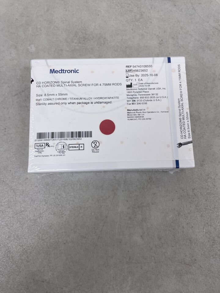 54740108555 - MEDTRONIC - CD Horizion Spinal System, HA Coated Multi-Axial Screw, 8.5 x 55mm, (BX/1) - ( Expiry Date: 2025-10-08 )