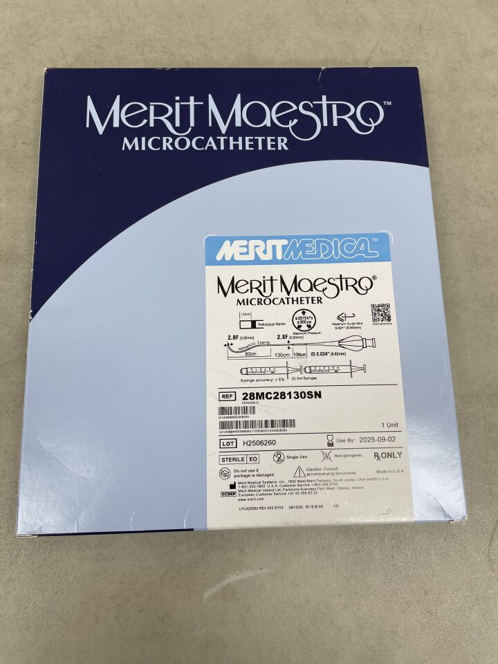 28MC28130SN - MERIT MEDICAL - Maestro Microcatheter 2.8F x 130cm, Swan Neck, (BX/1) - ( Expiry Date: 2025-09-02 )