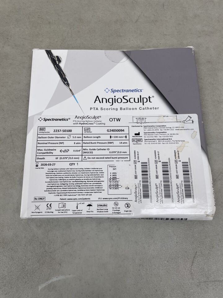 2237-50100 - SPECTRANETICS - AngioSculpt PTA Scoring Balloon Catheter 5.0mm x 100mm x 137cm x 0.014" (x), (BX/1) - ( Expiry Date: 2026-03-27 )
