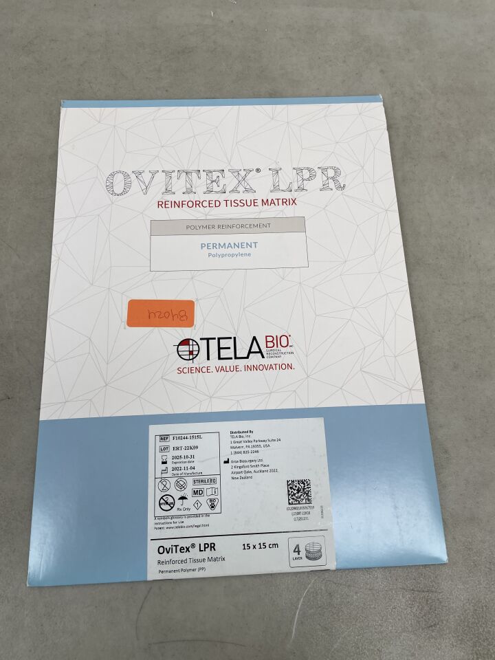 F10244-1515L - TELA BIO - OviTex LPR Permanent Polymer Reinforced Bioscaffold - 15cm x 15cm, (BX/1) - ( Expiry Date: 2025-10-31 )