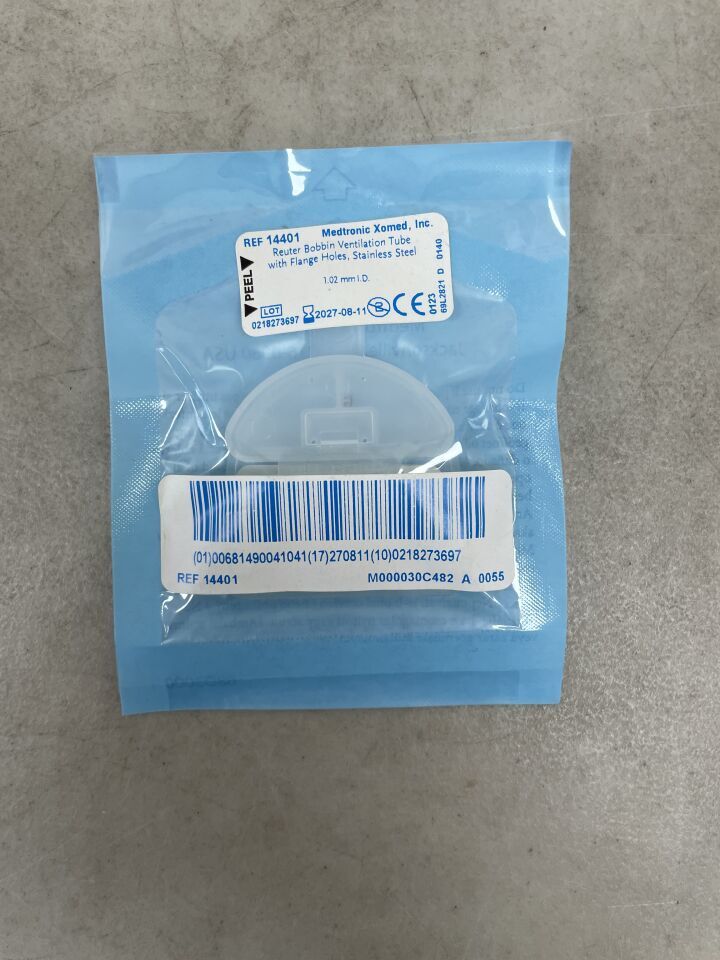 14401 - MEDTRONIC - Reuter Bobbin Ventilation Tube with Flange Holes, 1.02mm, (EA) - ( Expiry Date: 2027-08-11 )