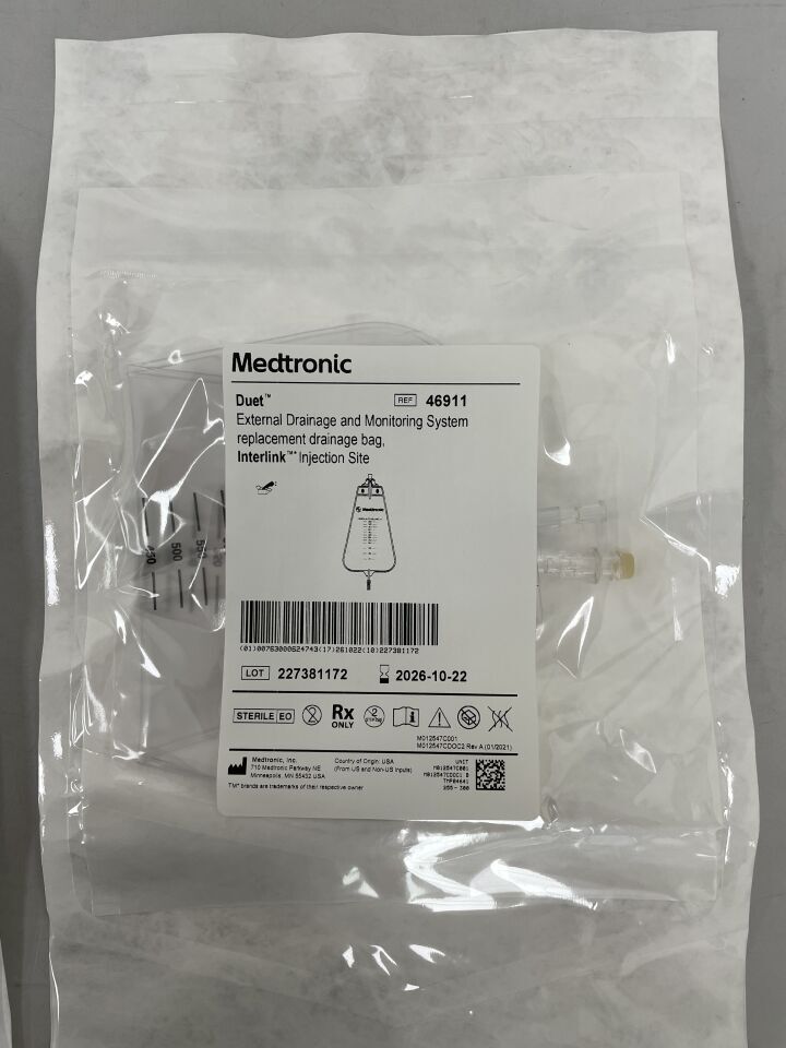 46911 - MEDTRONIC - Duet Replacement Drainage Bag, Interlink Injection Site, (EA) - ( Expiry Date: 2026-10-22 )