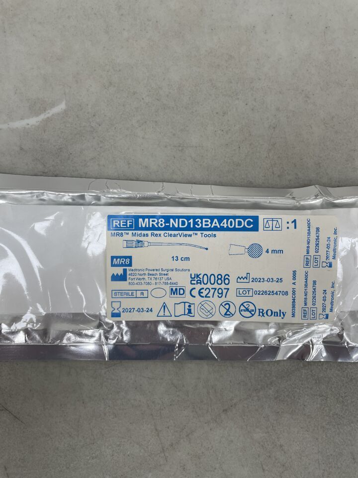 MR8-ND13BA40DC - MEDTRONIC - Midas Rex Clearview Ball Distal Bend Dissecting Tool, 4 mm dia. x 13 cm Length, (EA) - ( Expiry Date: 2027-03-24 )
