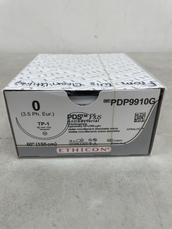 PDP9910G - ETHICON - PDS Plus Antibacterial (polydioxanone) Suture, Taper Point, Absorbable, Violet Monofilament Loop 54" = 135cm, Size: 0, (BX/12) - ( Expiry Date: 2026-09-30 )