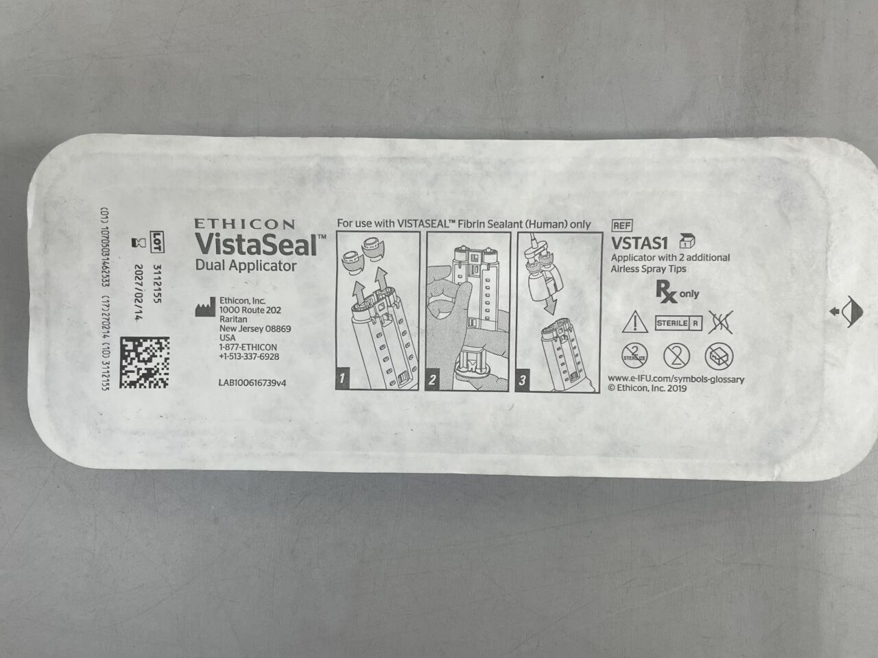 VSTAS1 - ETHICON - VistaSeal, Dual Applicator, Applicator with 2 additional Airless Spray Tips, (EA) - ( Expiry Date: 2027-02-14 )